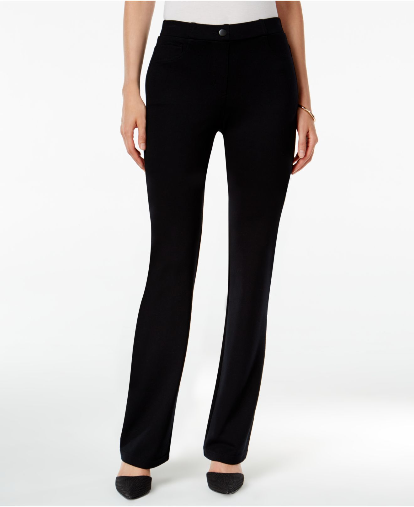 Style & co. Petite Fauxpocket Bootcut Pants, Only At Macy's in Black